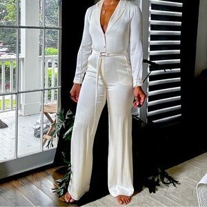 White dressy jumpsuit pant suit